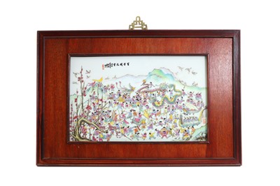 Lot 132 - Chinese famille verte porcelain panel