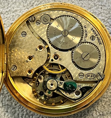 Lot 403 - An 18ct gold top wind open faced pocket watch, by Kendal & Dent