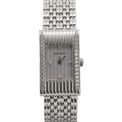 Lot 577 - A ladies' stainless steel and diamond Reflet quartz bracelet watch, by Boucheron