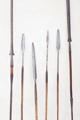 Lot 100 - A collection of six African spears