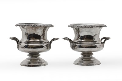 Lot 55 - A pair of silver-plated wine coolers