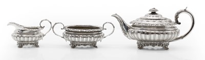 Lot 43 - A George IV silver three piece tea service