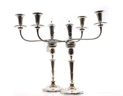 Lot 53 - A pair of silver plated candelabra