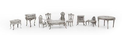 Lot 65 - A collection of silver miniature furniture