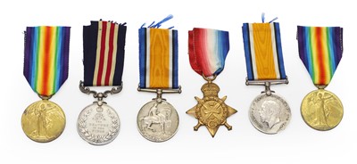 Lot 85 - Two Great War medal trios