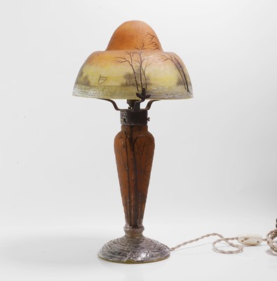Lot 61 - A Daum 'Winter Landscape' lamp