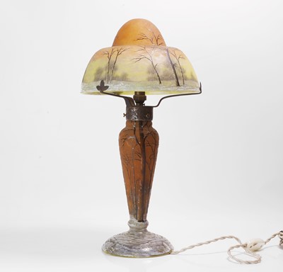 Lot 61 - A Daum 'Winter Landscape' lamp