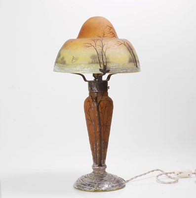 Lot 61 - A Daum 'Winter Landscape' lamp