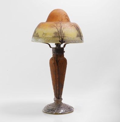 Lot 61 - A Daum 'Winter Landscape' lamp