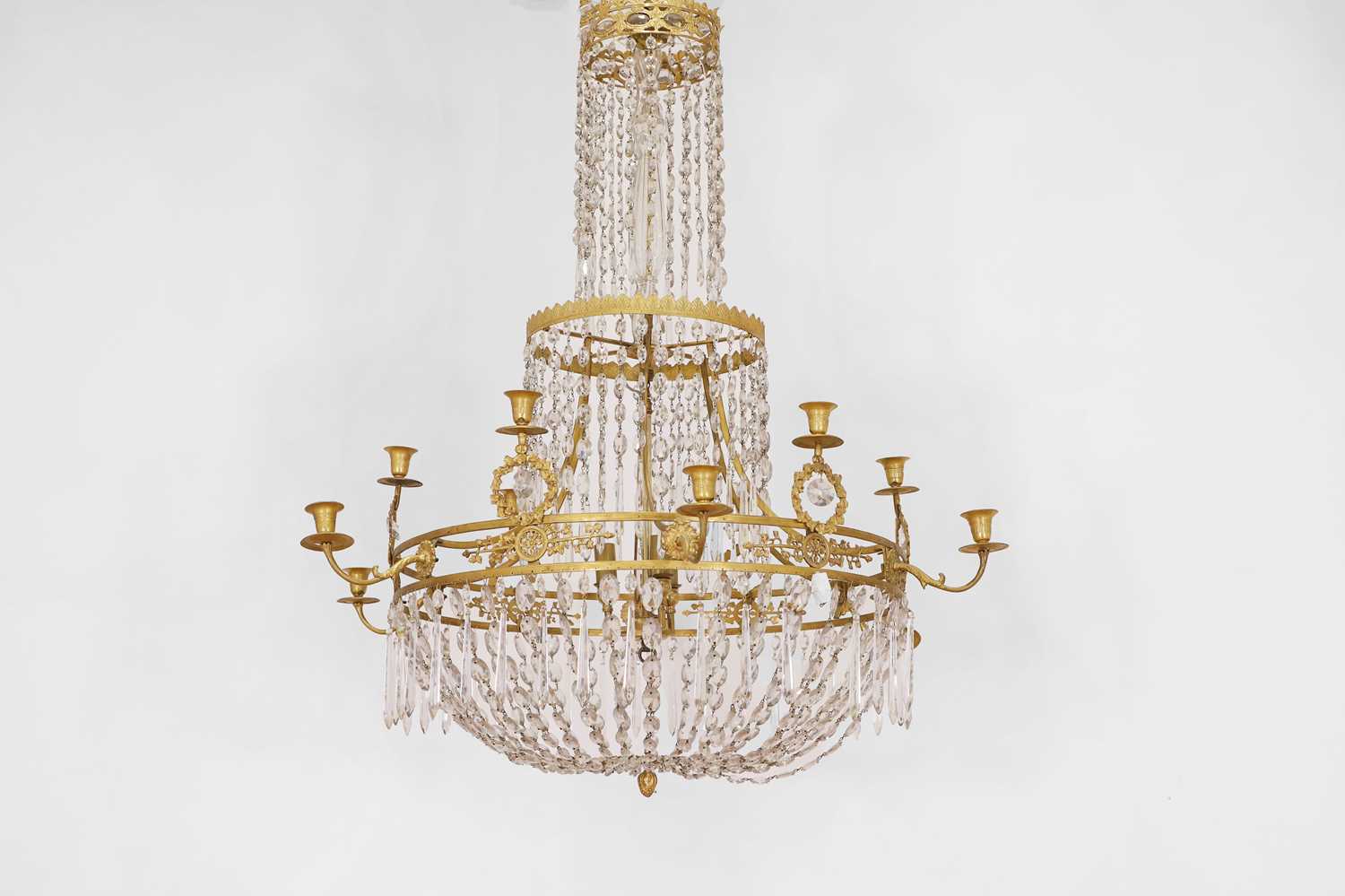 Lot 300 - A neoclassical ormolu and cut-glass chandelier
