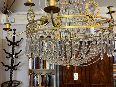 Lot 300 - A neoclassical ormolu and cut-glass chandelier
