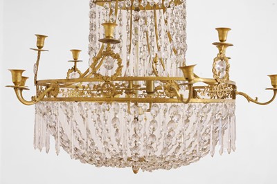 Lot 300 - A neoclassical ormolu and cut-glass chandelier