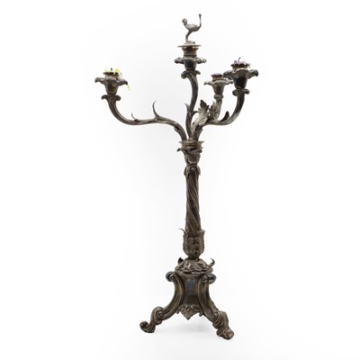 Lot 52 - A silver plated four branch candelabra by Elkington & Co.