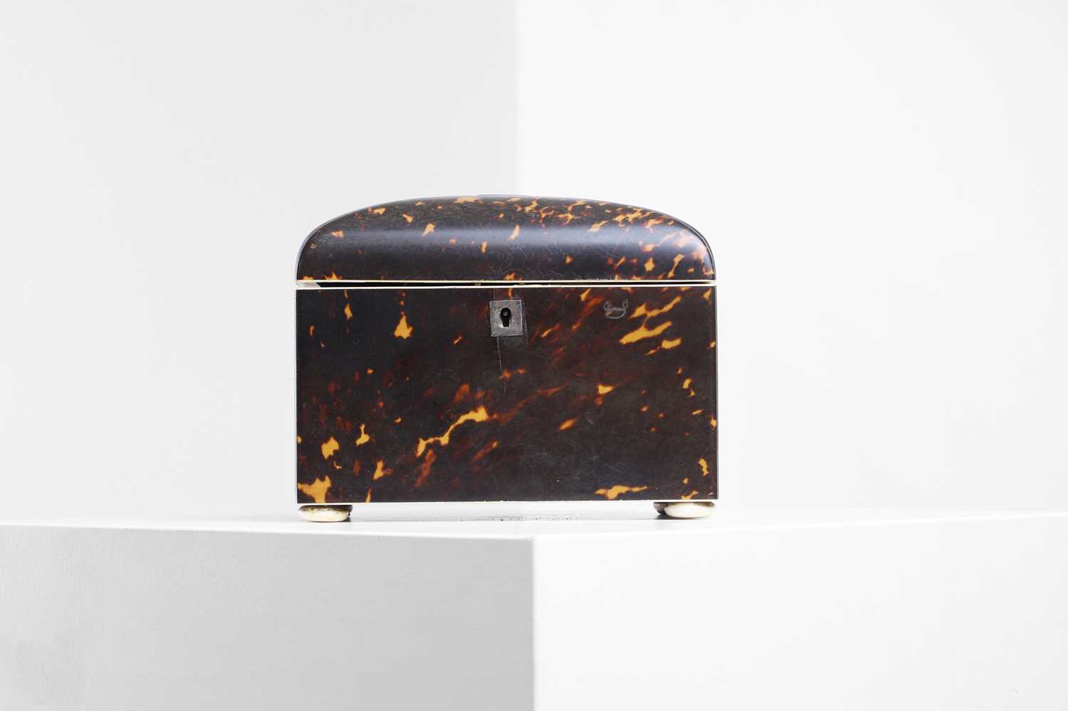 Lot 7 - A tortoiseshell double tea caddy