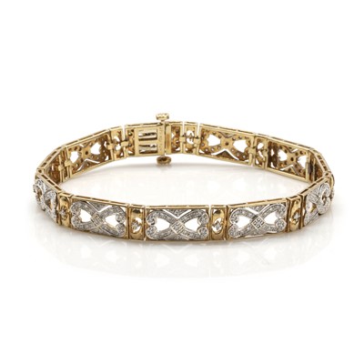 Lot 104 - A 9ct gold diamond set bracelet