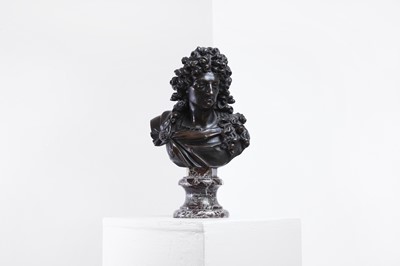 Lot 179 - A patinated bronze bust of King Louis XIV