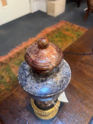 Lot 57 - A pair of George III Derbyshire fluorspar Blue John garniture urns