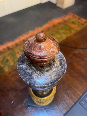 Lot 57 - A pair of George III Derbyshire fluorspar Blue John garniture urns