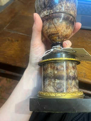 Lot 57 - A pair of George III Derbyshire fluorspar Blue John garniture urns