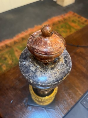 Lot 57 - A pair of George III Derbyshire fluorspar Blue John garniture urns