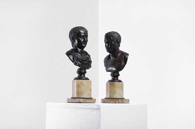 Lot 181 - Two grand tour bronze busts of Roman emperors