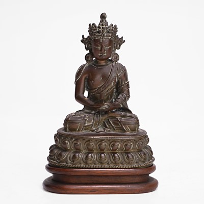 Lot 98A - A Tibetan bronze seated figure of Amitayus