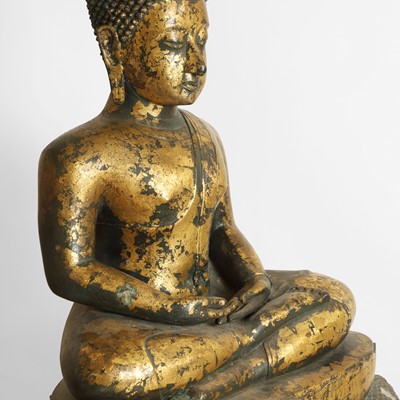 Lot 395 - A large Thai gilt-metal figure of the Buddha