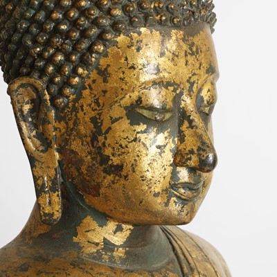 Lot 395 - A large Thai gilt-metal figure of the Buddha