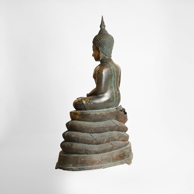 Lot 395 - A large Thai gilt-metal figure of the Buddha