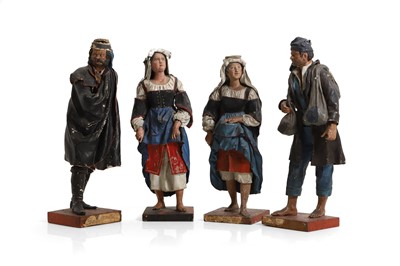Lot 346 - A pair of carved wood and gesso artisan figures