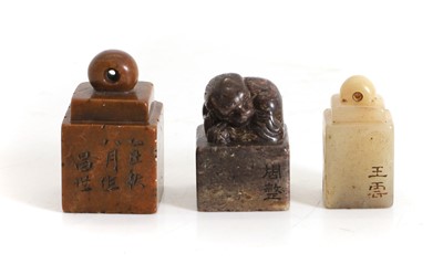 Lot 126 - Three Chinese soapstone seals