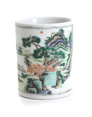 Lot 104 - A Chinese wucai brush pot