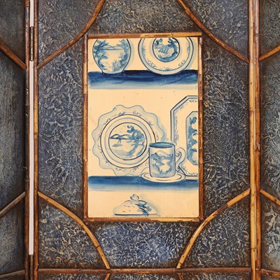 Lot 184 - A three-fold fire screen