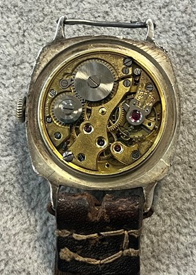 Lot 411 - A silver manual wind Submarine mechanical strap watch, c.1932