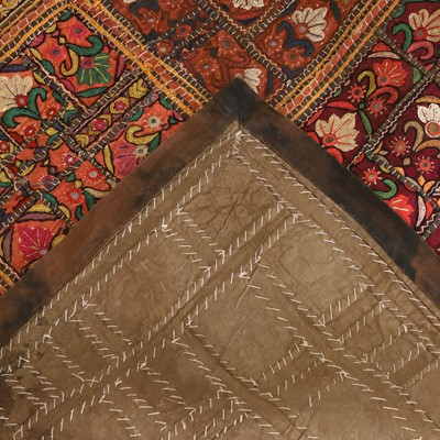 Lot 146 - A large patchwork and embroidered wall hanging