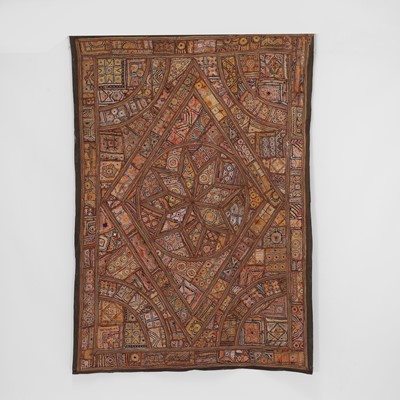 Lot 146 - A large patchwork and embroidered wall hanging