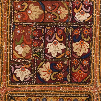 Lot 146 - A large patchwork and embroidered wall hanging