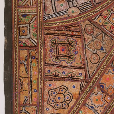 Lot 146 - A large patchwork and embroidered wall hanging