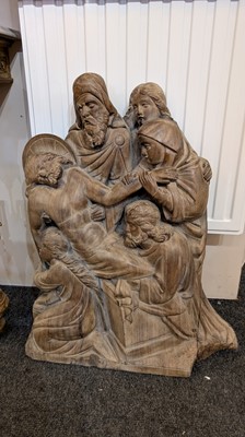 Lot 165 - A large carved walnut relief