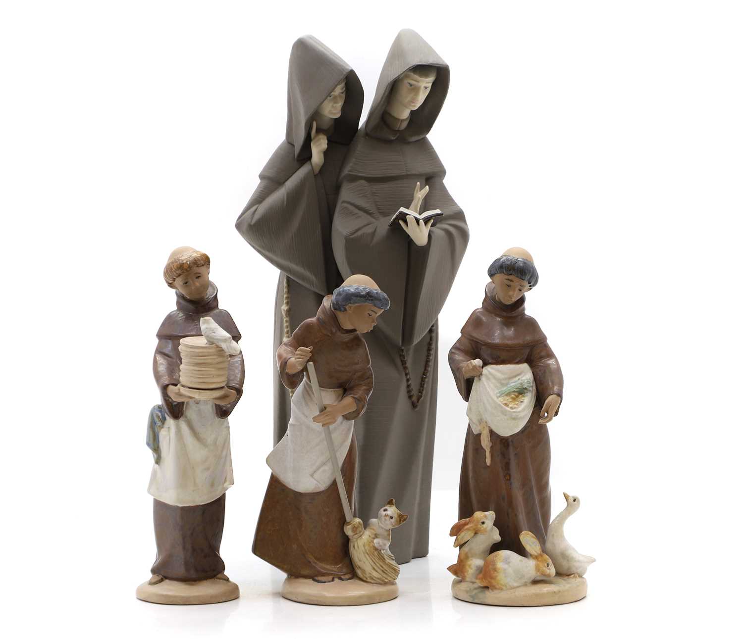 Lot 300 - A Lladro figure group of two monks