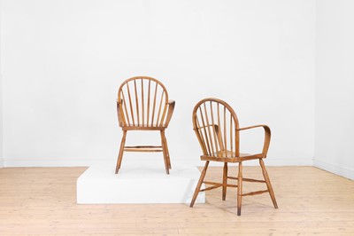 Lot 2 - A pair of West Country ash and elm Windsor chairs