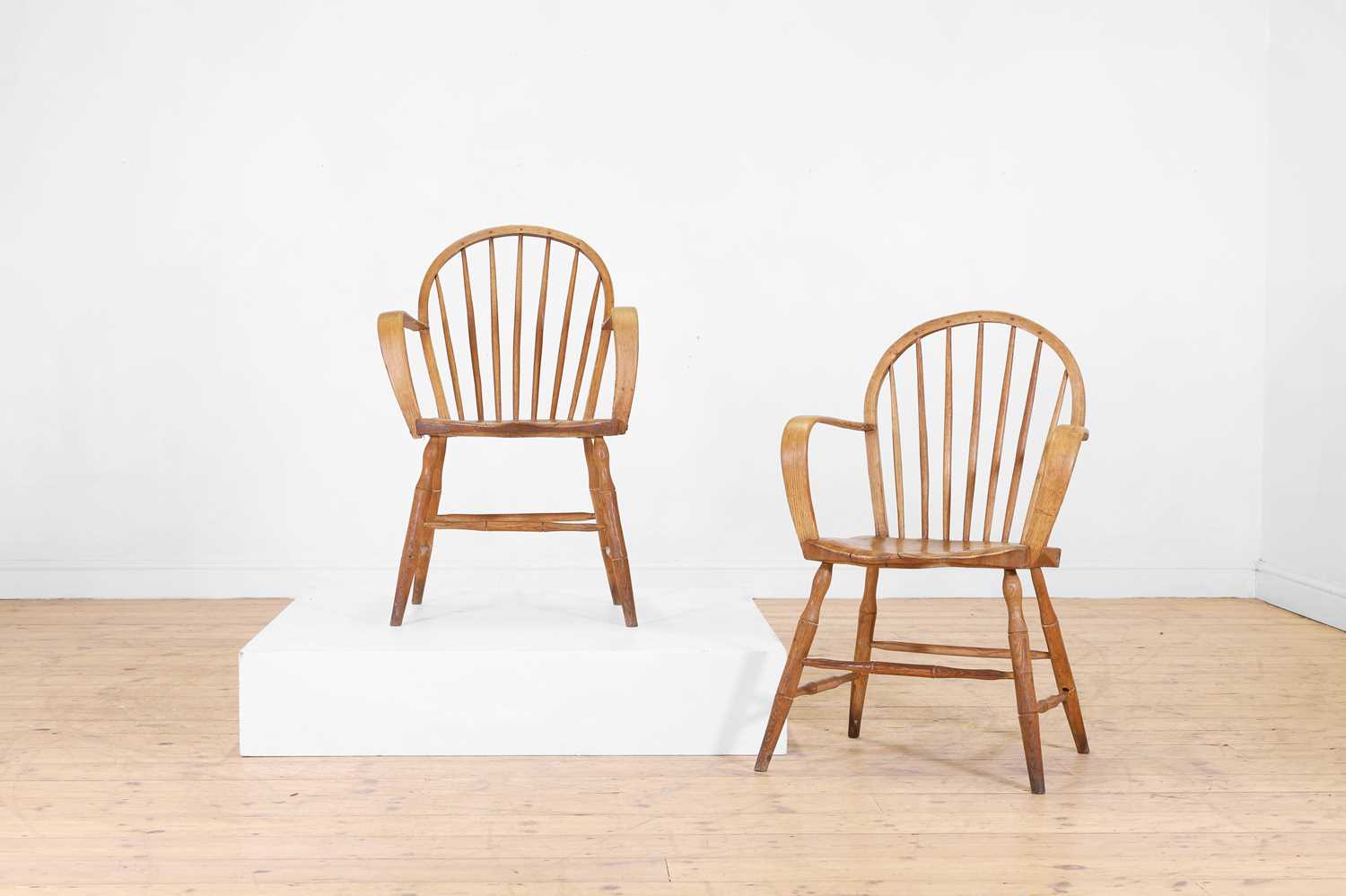 Lot 2 - A pair of West Country ash and elm Windsor chairs