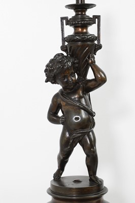 Lot 78 - A pair of neoclassical bronzed-metal table lamps