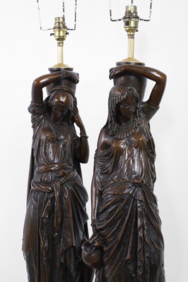 Lot 80 - A pair of bronzed-metal table lamps