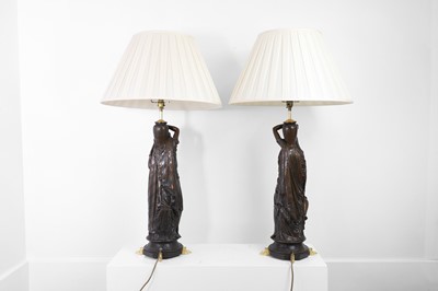 Lot 80 - A pair of bronzed-metal table lamps