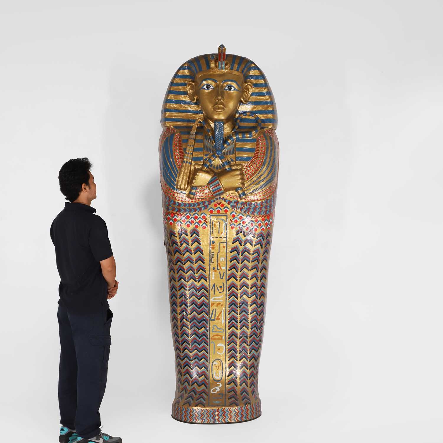 Lot A large papier mâché Tutankhamun sarcophagus