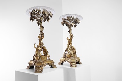 Lot 302 - A pair of Victorian silver-gilt and glass centrepieces