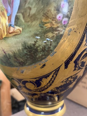 Lot 391 - A pair of large Sèvres-style porcelain vases and covers