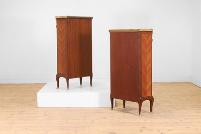 Lot 15 - A pair of small Louis XVI Transitional-style mahogany, tulipwood and gilt-bronze bookcases