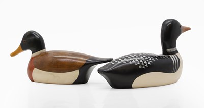 Lot 471 - Two carved Canadian decoy carvings of a Mallard and a Common Loon